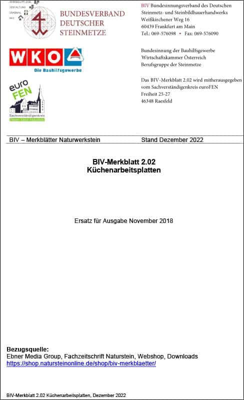 Produkt: BIV-Merkblatt 2.02 Küchenarbeitsplatten (Stand: 2022)