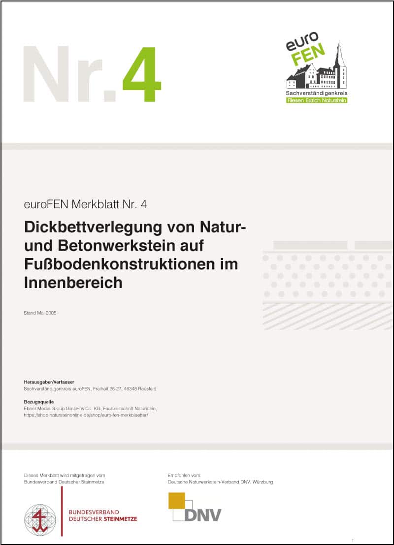 Produkt: euroFEN-Merkblatt Dickbettverlegung auf Fußbodenkonstruktionen innen
