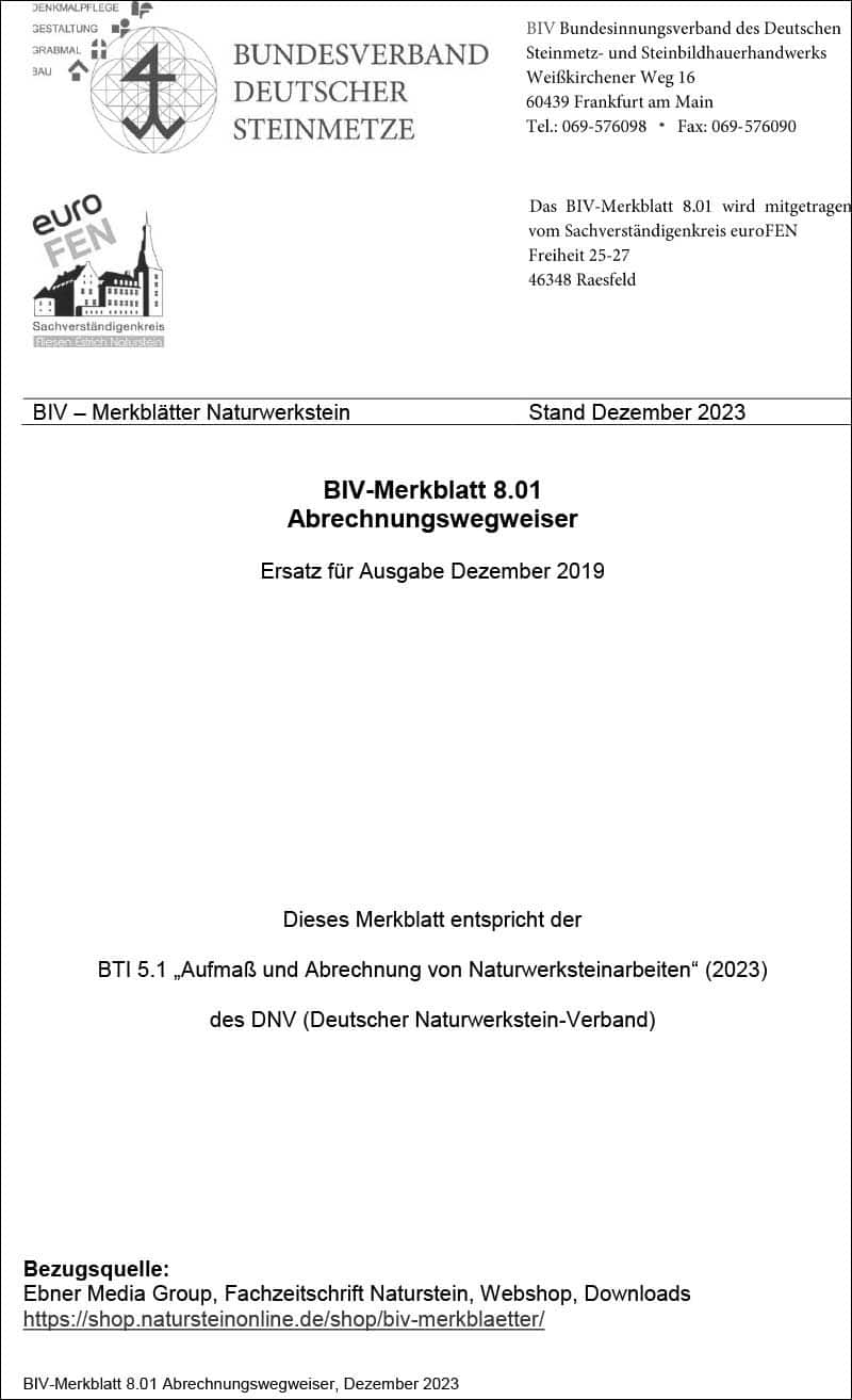 Produkt: BIV-Merkblatt 8.01 Abrechnungswegweiser (Stand: 12/2023)