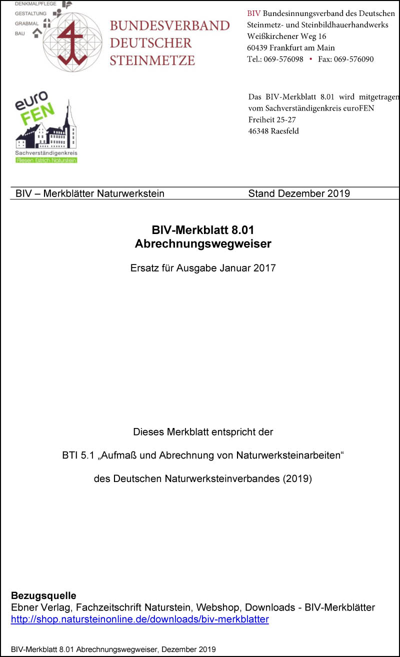 Produkt: BIV-Merkblatt 8.01 Abrechnungswegweiser (Stand: 12/2019)