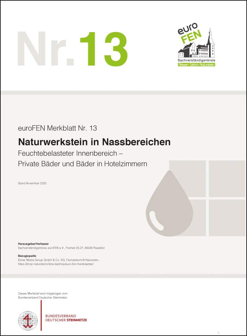 Produkt: euroFEN Merkblatt Nr. 13: Naturwerkstein in Nassbereichen
